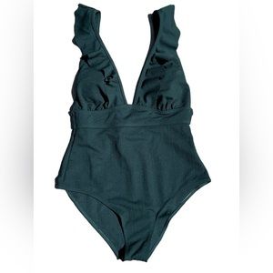 Women’s One-Piece Ruffle Swimsuit High Cut Stretch Fabric Bathing Suit - Size XL